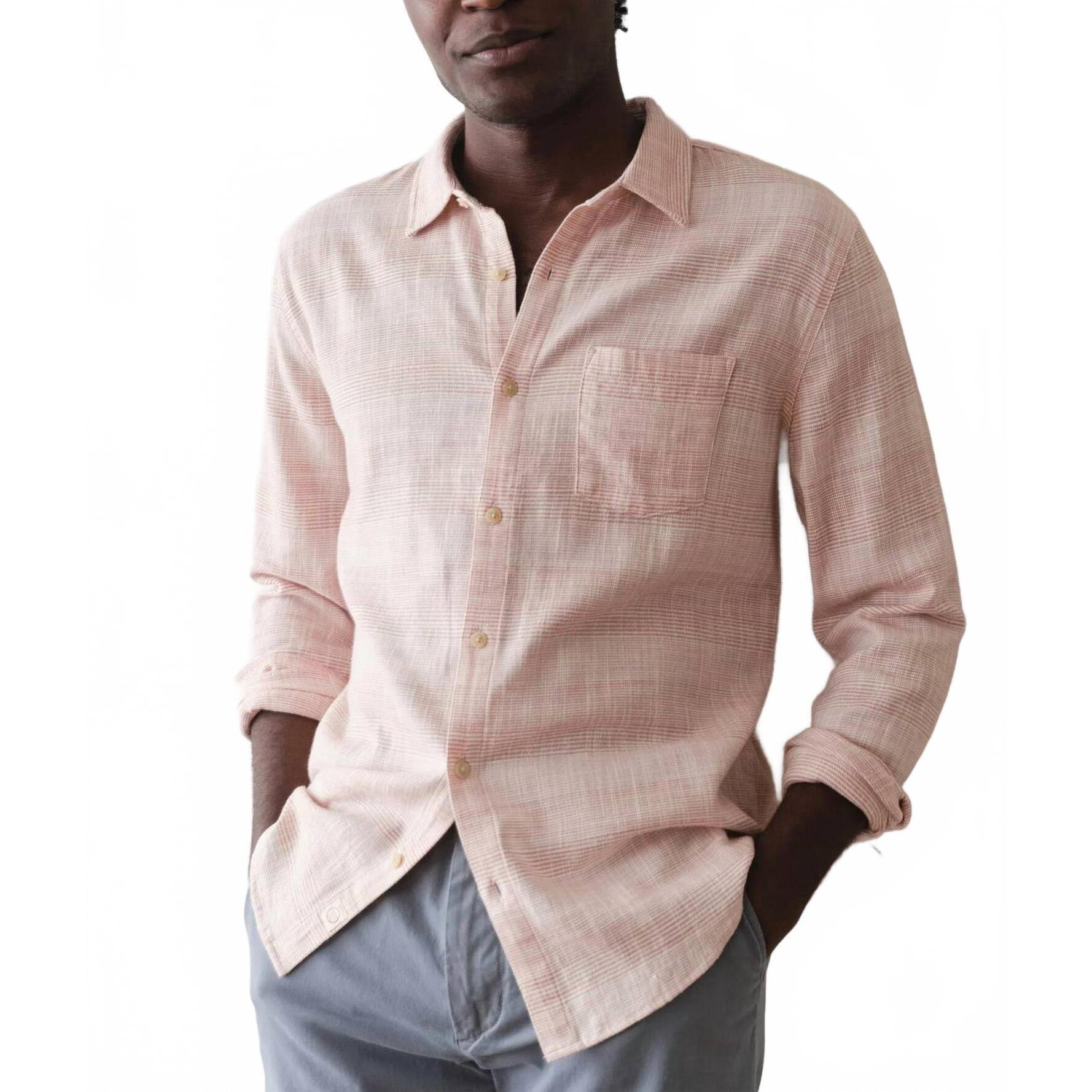 New Marine Layer Daxton Stretch Selvage Shirt In Warm Stripe